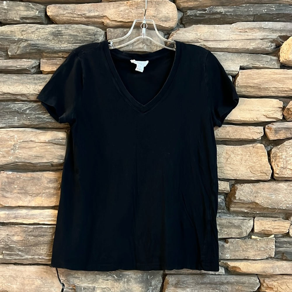 💝 10/$10 💝 FOREVER 21 Basic Black Cotton V-Neck Tee Size Large